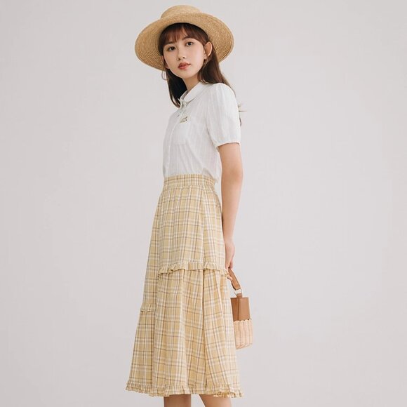 INMAN Floral Puff-Sleeve Cutton Blouse with Ruffled Collar - Picture 5 of 8